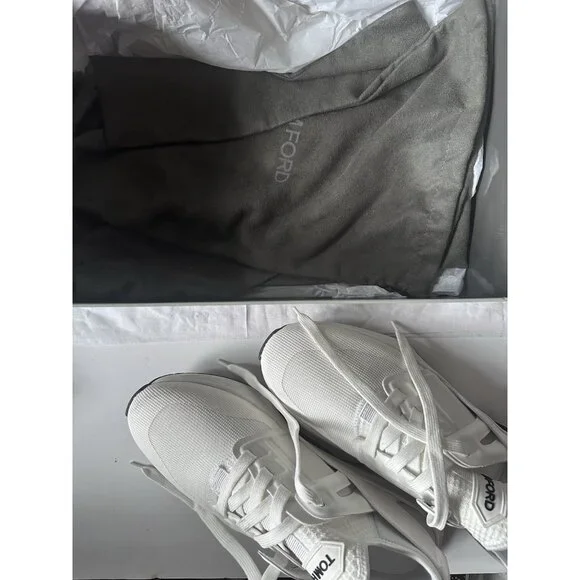 TOM FORD Alcantra & Neoprene Jago Sneakers in White